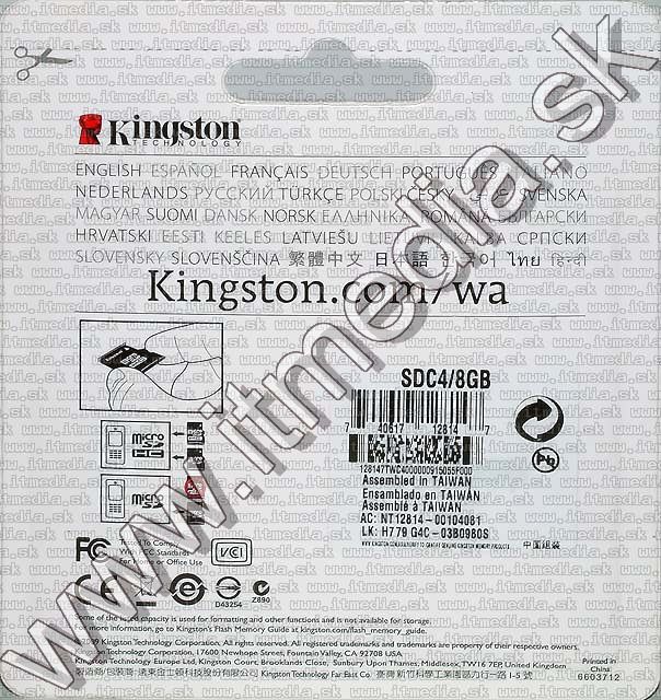 Kingston microSD-HC card 8GB Class4 + adapter (IT3376) Image of Kingston microSD-HC card 8GB Class4 + adapter (IT3376)
