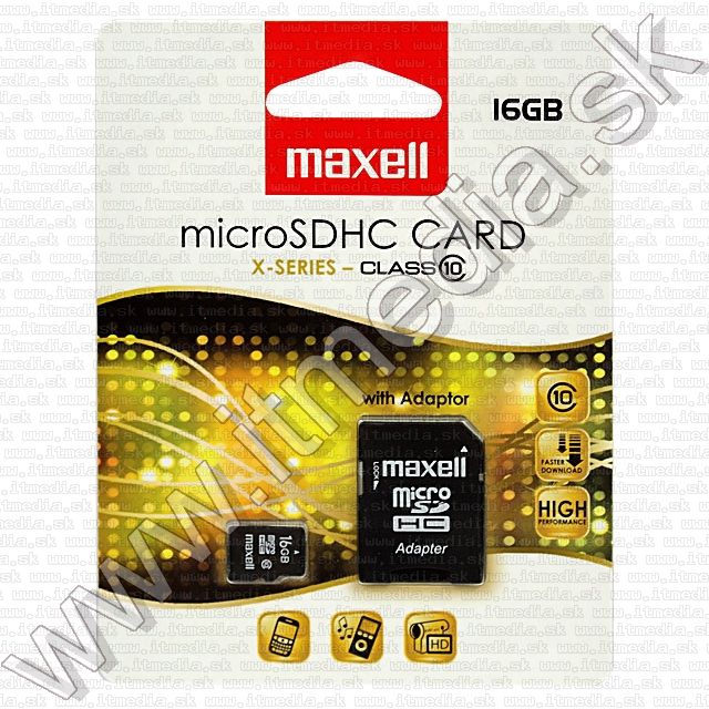 Image of Maxell microSD-HC kártya 16GB Class10 adapter X-Series (IT8907)