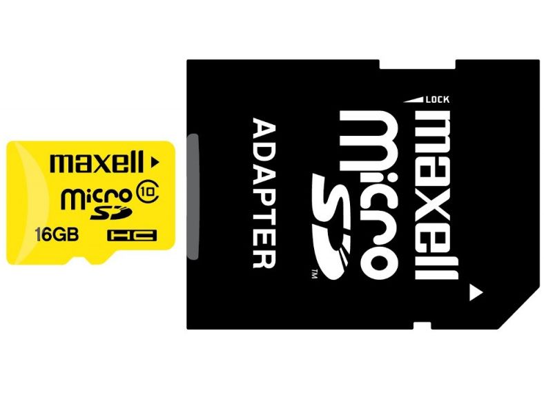 Image of Maxell microSD-HC card 16GB Class10 + adapter Yellow (IT13781)