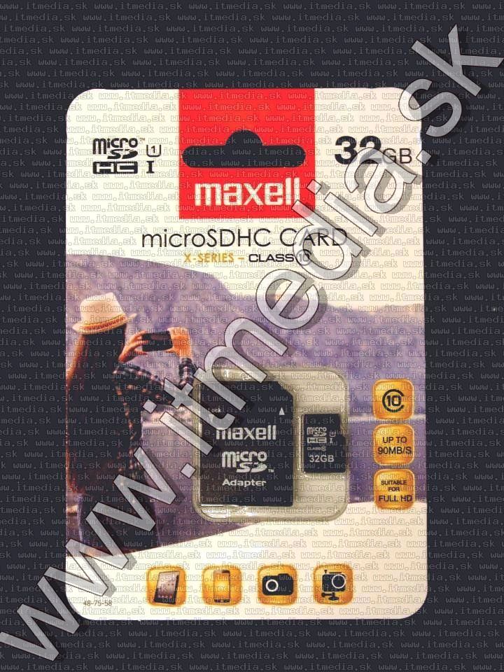 Image of Maxell microSD-HC kártya 32GB Class10 UHS-I U1 + adapter (90/10 MBps) (IT12706)