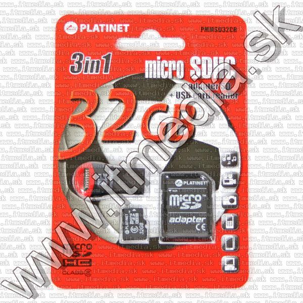 Image of Platinet _microSD-HC_ card 32GB *Class4* *3 year* + Card Reader (IT7918)