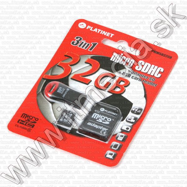 Image of Platinet _microSD-HC_ card 32GB *Class4* *3 year* + Card Reader (IT7918)