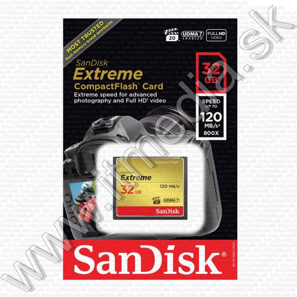 Image of Sandisk CF (Compact Flash) Memorycard, 32GB EXTREME SDCFXSB-032G-G46 [120R85W] (IT12958)
