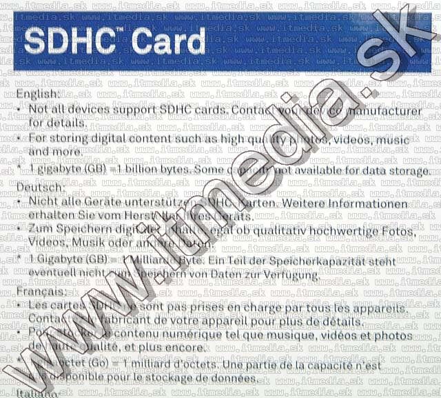 Image of Sandisk SD-HC card 4GB class2 INFO! (IT3377)
