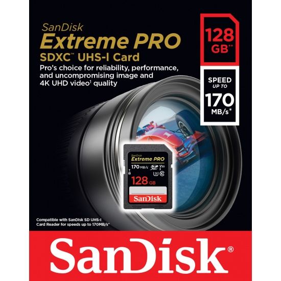 Image of Sandisk SD-XC kártya 128GB UHS-I U3 V30 *Extreme* Class10 [170R90W] (IT13849)