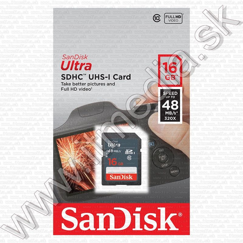 Image of Sandisk SD-HC kártya 16GB UHS-I U1 *Ultra* Class10 48MB/s (IT11855)