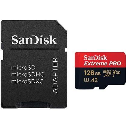 Image of Sandisk microSD-XC card 128GB UHS-I U3 V30 A2 *Extreme PRO* 200/90 MB/s (IT14061)