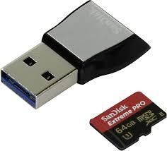 Image of Sandisk microSD-XC card 64GB UHS-II U3 UltraHD 4K *Extreme* 275/100 MB/s + reader (IT13225)