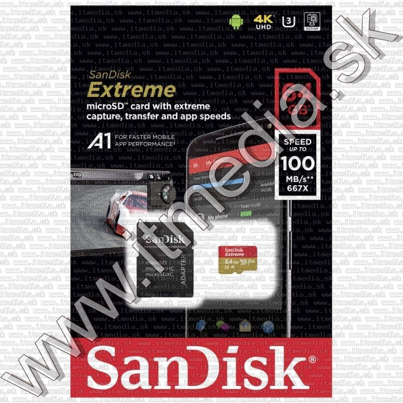 Image of Sandisk microSD-XC card 64GB UHS-I U3 V30 *Mobile Extreme* 100/60 MB/s + adapter (IT13313)
