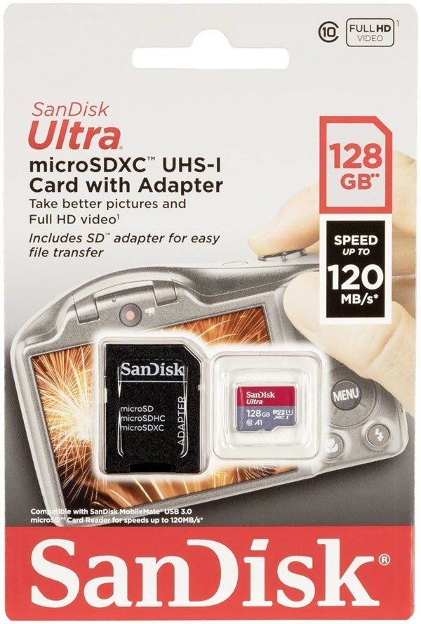 Sandisk microSD-XC kártya 128GB UHS-I U1 A1 *Ultra* 120MB/s + adapter (IT14712) Image of Sandisk microSD-XC kártya 128GB UHS-I U1 A1 *Ultra* 120MB/s + adapter (IT14712)