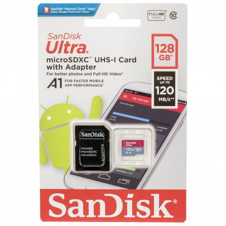 Image of Sandisk microSD-XC kártya 128GB UHS-I U1 A1 *Mobile Ultra* 120MB/s + adapter (IT14713)