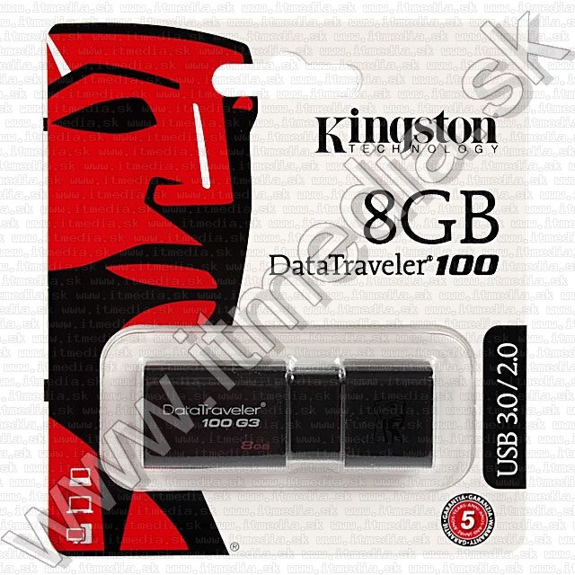 Image of Kingston USB 3.0 pendrive 8GB *DT 100 G3* (IT8864)