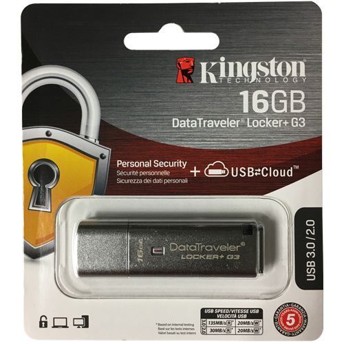 Image of Kingston USB 3.0 pendrive 16GB *DT LOCKER+ G3* [135R20W] (IT13856)