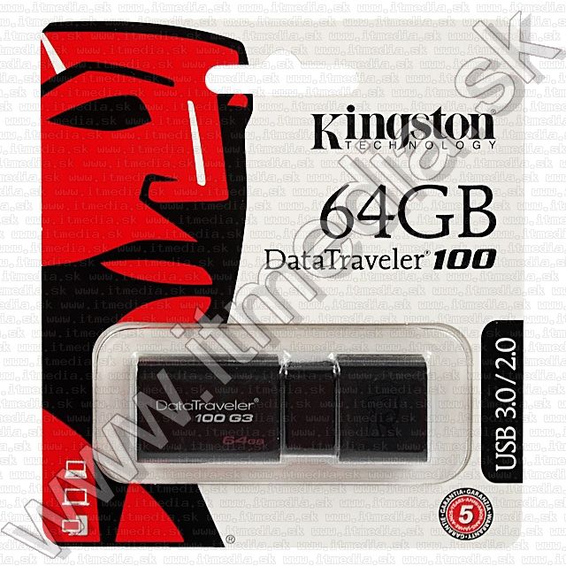 Image of Kingston USB 3.0 pendrive 64GB *DT 100 G3* (100/10 MBps) (IT8867)