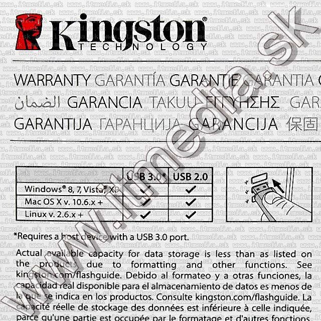 Image of Kingston USB 3.0 pendrive 64GB *DT 100 G3* (100/10 MBps) (IT8867)