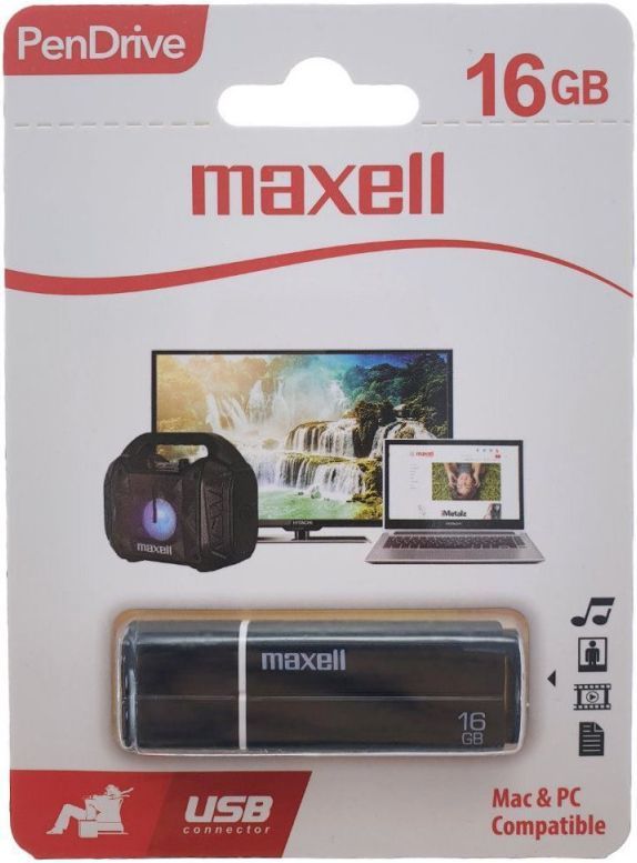 Image of Maxell USB 2.0 Pendrive 16GB BLACK 855060.00.CN [22R8W] SIL (IT14237)