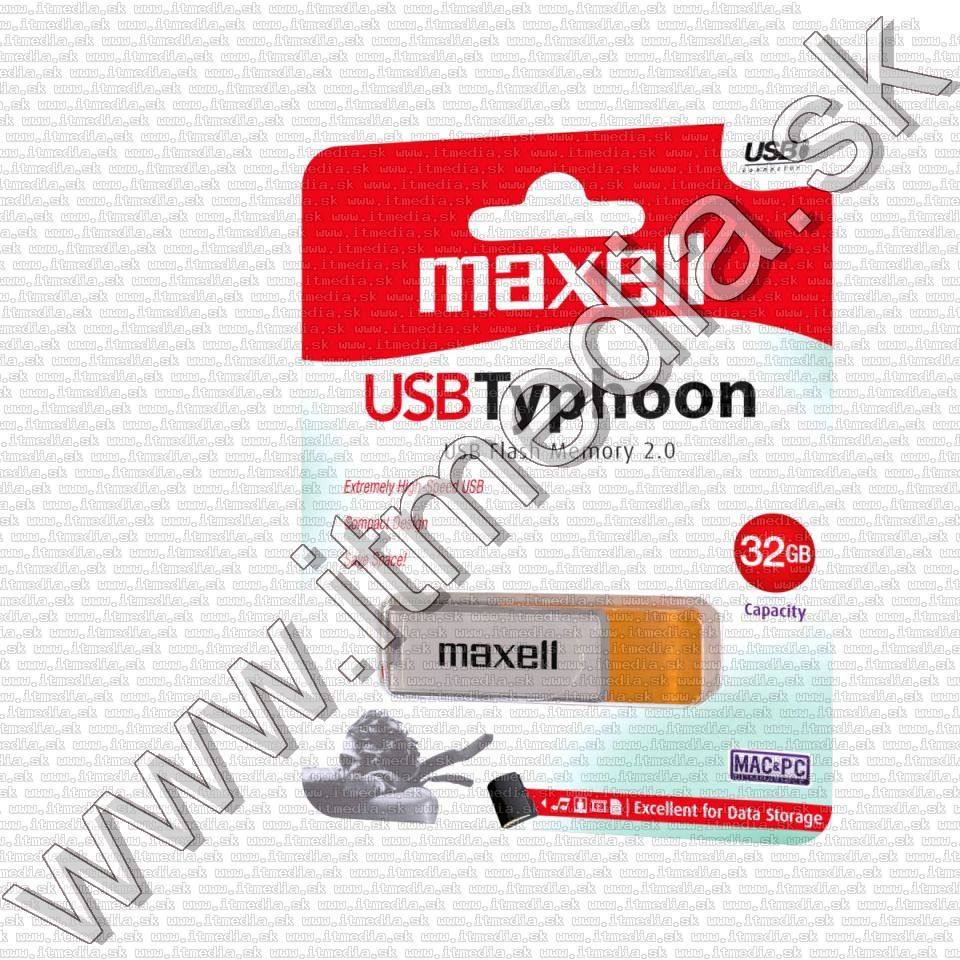 Image of Maxell Pendrive 32GB *Typhoon* *WHITE-ORANGE* USB 2.0 (IT13818)