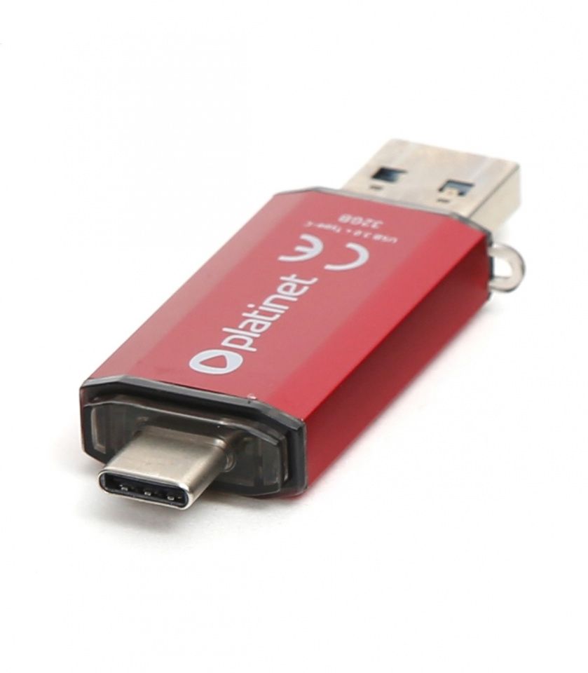 Image of Platinet USB 3.0 pendrive C-DEPO 32GB + USB-C *Red* (OTG) (45453) [60R25W] (IT14617)