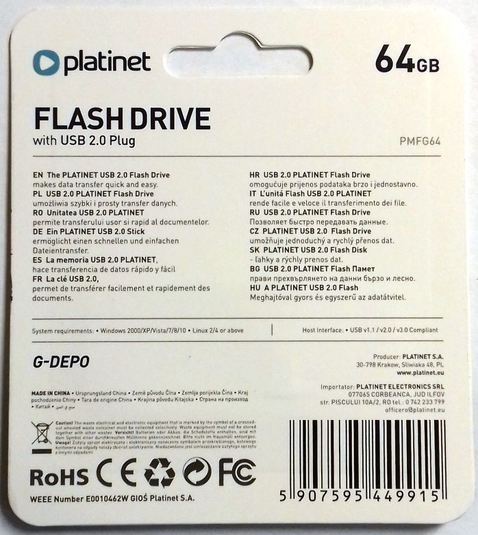 Image of Platinet USB pendrive 32GB G-Depo (44990) *METAL* Mountain K2 [18R10W] (IT14144)