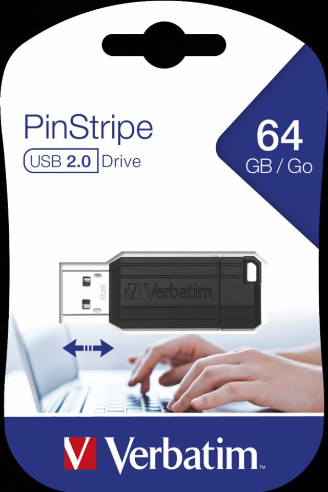 Image of Verbatim 64GB USB 2.0 Pendrive PinStripe (49065) NFO! (IT14626)