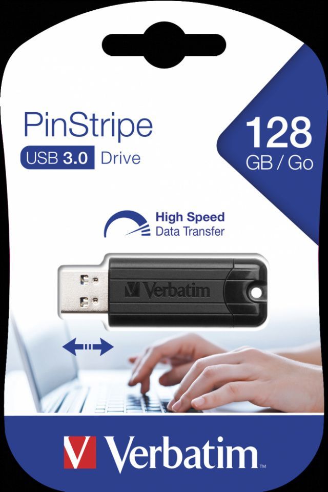 Image of Verbatim 128GB USB 3.0 Pendrive PinStripe (49319) (IT14437)