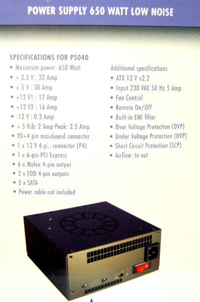 Image of Sweex PC ATX Power Supply 650 Watt *Silent* (PS040) (IT3984)