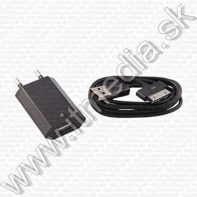 Image of iPhone 230V USB charger + cable *Set* *black* INFO! (IT10007)
