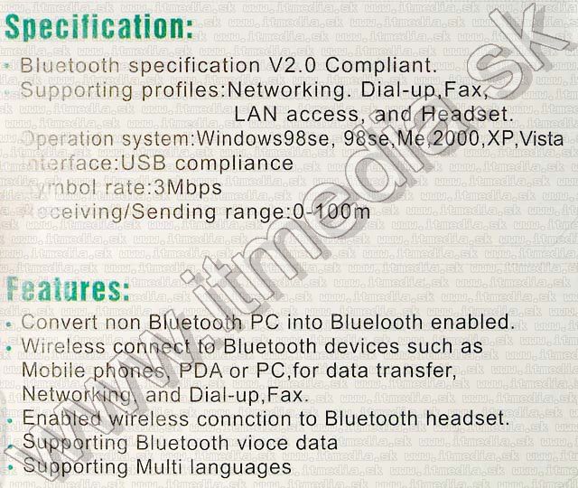 Image of Bluetooth v2.0 *nano* USB dongle Vista ready *Blue* (IT4122)