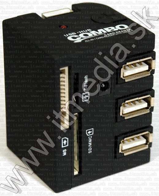 Image of IT Media USB 2.0 HUB tower, 3 port + Card reader (IT3558)