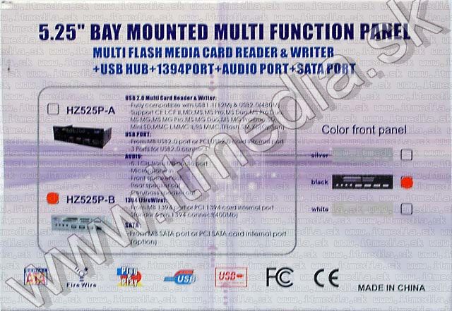 Image of PC Frontpanel CardReader HUB Firewire SATA *Black* (IT3729)