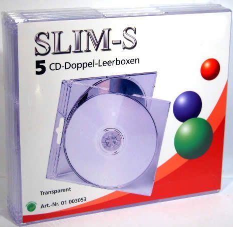 Image of CD Case, *DOUBLE* slim, Clear 5mm *5-pack* (IT3443)