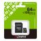 Kingston microSD-XC 64GB Class10 UHS-I U1 A1 + adapter (100R/10W) Canvas Plus (IT14854)